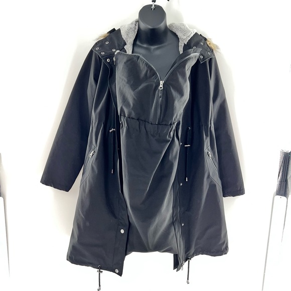 Saraphine Zorah Women’s 3 in 1 Black Maternity Parka w/Removable Fur Trim-4-Sz 4 - Picture 8 of 16